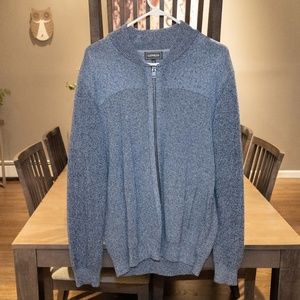 Express Blue Marled Knit Zipper Sweater Large